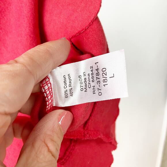 Woman Within 18/20 Large Womens Dark Coral Scallop Hem Tee - Picture 5 of 7